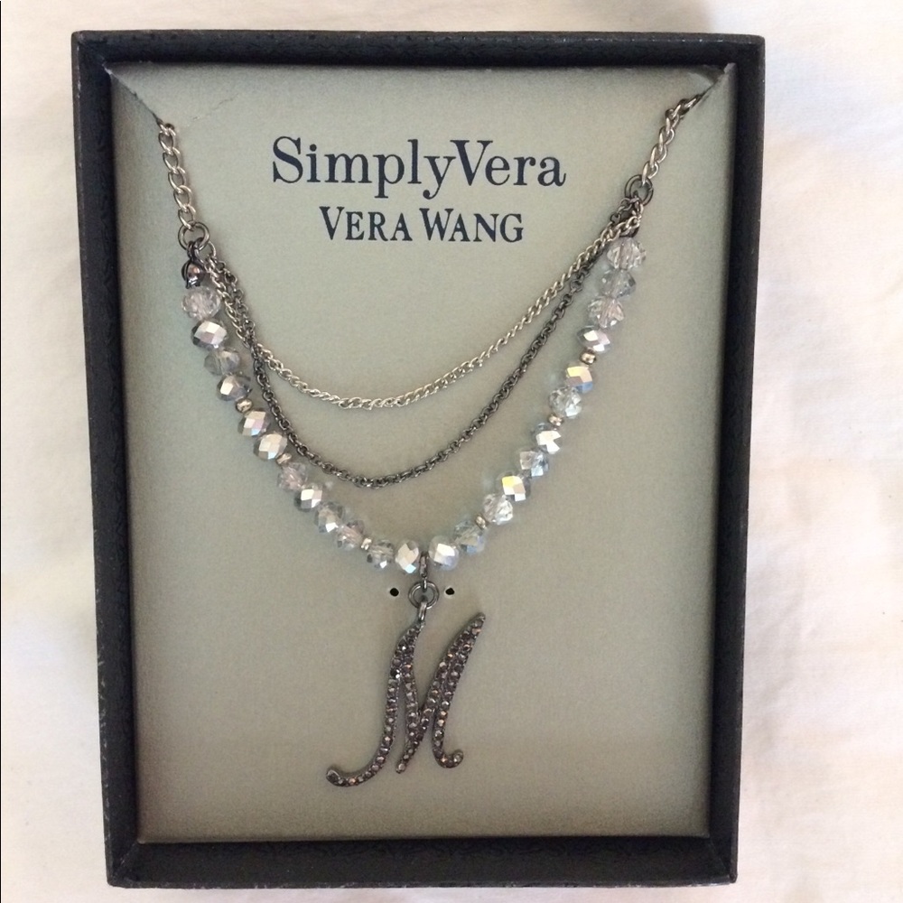 Vera Wang “M” Initial Silver Necklace